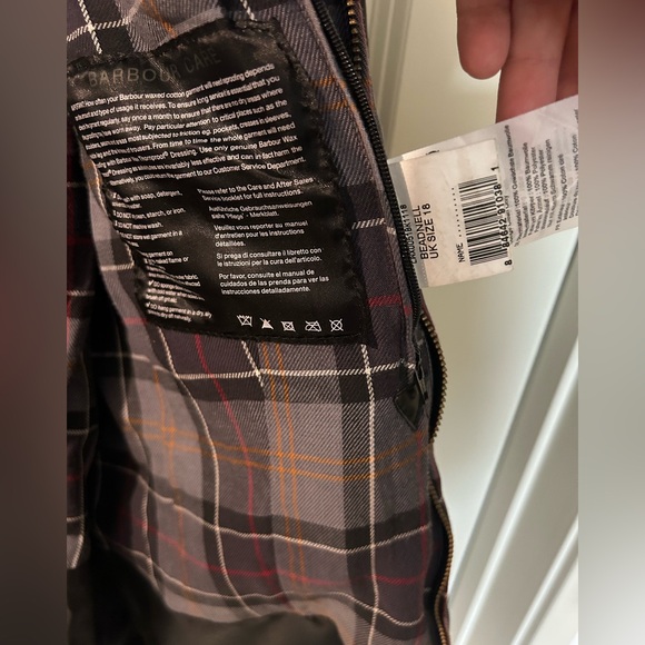Barbour size 14 US Black Wax Beadnell Jacket Classic Plaid Tartan Lining Barn - Picture 4 of 8